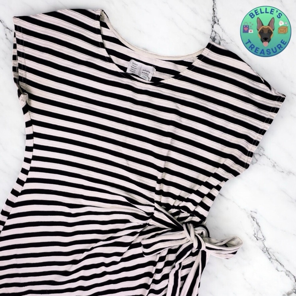 Saturday Sunday Dress Womens Medium Yeal Black White Striped Grunge Goth Retro‎